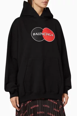 Buy Balenciaga Black Uniform Logo Oversized Hoodie in Curly Fleece For Women Online Ounass Bahrain