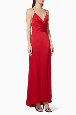 Fame and partners draped split gown shop