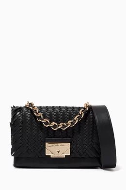 Cece medium woven leather shoulder bag online