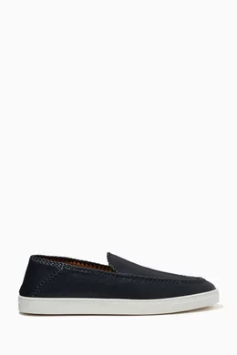 Buy Giorgio Armani Blue Slip on Sneakers in Leather For Men Online Ounass Bahrain