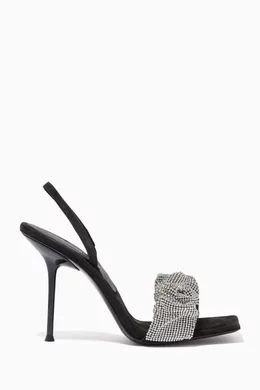 Buy Alexander Wang Black Julie 105 Crystal Scrunchie Sandals in