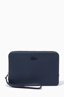 Buy Lacoste Blue Chantaco Zip Pouch in Matte Pique Leather For Men Online Ounass Bahrain