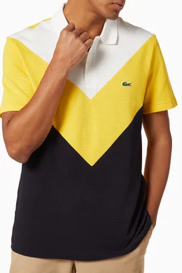 Buy Lacoste Black Regular Fit Geometric Colour Block Pique Polo Shirt For Men Online Ounass Bahrain