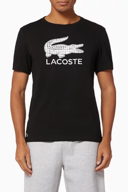 Buy Lacoste Black Sport Logo Crocodile Technical Cotton T Shirt For Men Online Ounass Bahrain