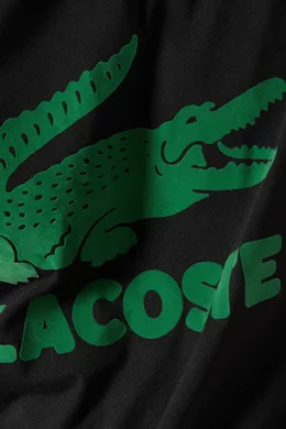 Buy Lacoste Black Logo Crocodile Cotton T shirt For Men Online Ounass Bahrain