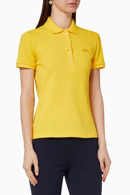 Buy Lacoste Yellow Slim Fit Cotton Pique Polo Shirt For Women Online Ounass Bahrain