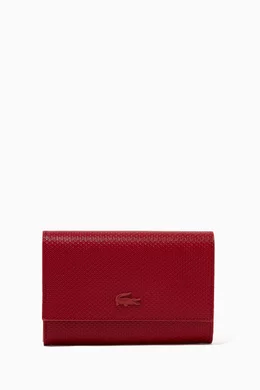 Buy Lacoste Red Chantaco Snap Flap Wallet in Matte Pique Leather For Women Online Ounass Bahrain