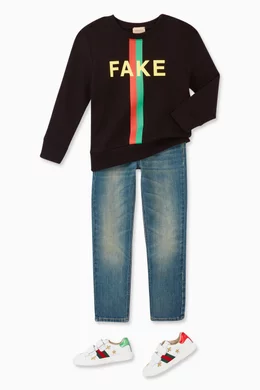 Buy Gucci Black Fake Not Print Sweatshirt For UNISEX Online Ounass Bahrain