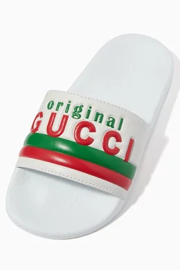 Buy Gucci White Original Gucci Slides in Leather For Boys Online Ounass Bahrain