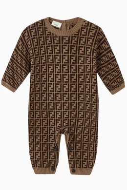 Buy Fendi Brown FF Logo Cashmere Blend Romper For Baby Boys Online Ounass Bahrain