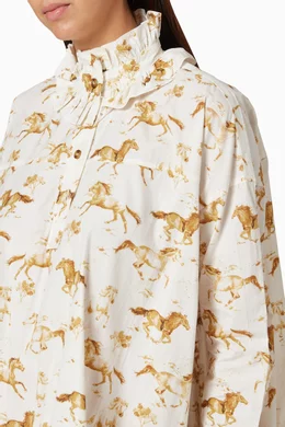 Buy Ganni Neutral Horse Print Cotton Poplin Dress For Women Online Ounass Bahrain