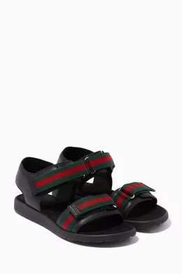 Buy Gucci Black Web Sandals in Leather For Boys Online Ounass Bahrain
