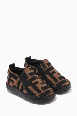 Buy Fendi Brown FF Monogram Shoes in Cotton For Kids Online Ounass Bahrain