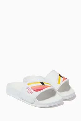 Buy Fendi White Monster Eyes Slides in Rubber For Girls Online Ounass Bahrain