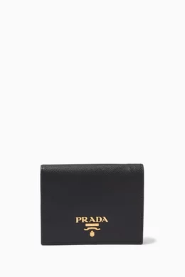 Medium saffiano leather wallet prada store