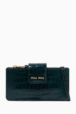 Buy Miu Miu Green Mini Shoulder Bag in Crocodile Embossed Leather For Women Online Ounass Bahrain
