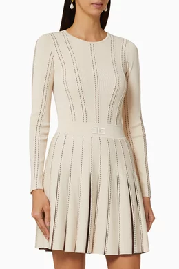 Buy Elisabetta Franchi Brown Contrasting Pleats Knit Dress For Women Online  | Ounass Bahrain