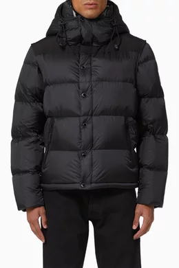 Detachable sleeve hooded puffer jacket burberry best sale