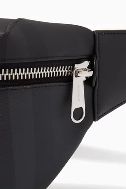 Medium london check and leather bum bag clearance