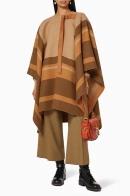 Buy Chloé Neutral Blanket Coat in Graphic Wool For Women Online 