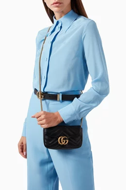 Buy Gucci Black Super Mini GG Marmont Bag in Matelassé Leather For