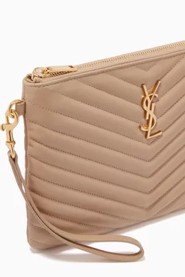 Monogram tablet pouch in matelassé leather top