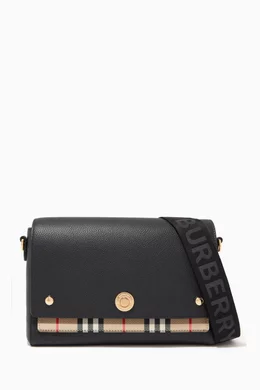 Buy Burberry Black Note Crossbody Bag in Leather and Vintage Check Canvas For Women Online Ounass Bahrain