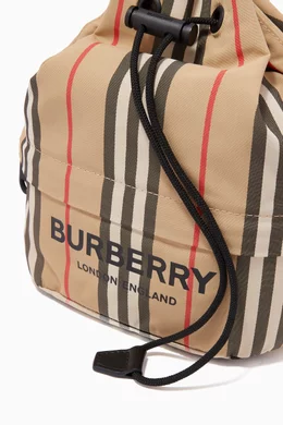 Buy Burberry Neutral Drawcord Pouch in Icon Stripe ECONYL For Women Online Ounass Bahrain