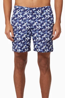 Buy Frescobol Carioca Blue Ipanema Tile Print Cotton Swim Shorts For Men Online Ounass Bahrain