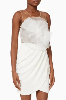【関税込み】ELISABETTA FRANCHI MINI ORGANZA DRESS Lycra bustier mini dress with rhinestones - ELISABETTA