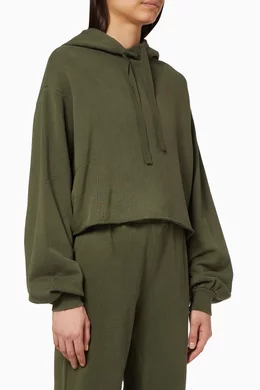 Buy Frame Green Easy Cropped Organic Cotton Hoodie For Women Online Ounass Bahrain