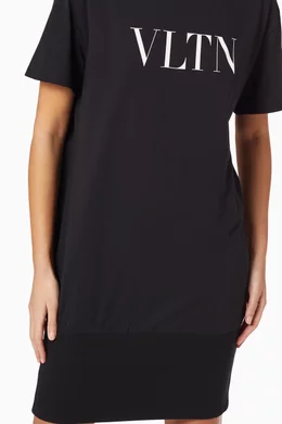 Buy Valentino Garavani Black VLTN Cotton T Shirt Dress For Women Online Ounass Bahrain