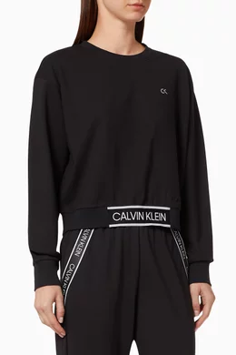Buy Calvin Klein Performance Black CK Logo Tape Cropped Sweatshirt For Women Online Ounass Bahrain