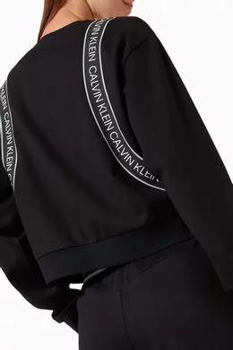 Buy Calvin Klein Performance Black CK Logo Tape Cropped Sweatshirt For Women Online Ounass Bahrain