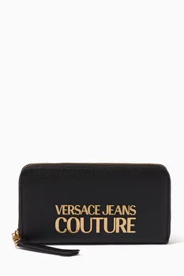 Buy Versace Jeans Couture Black Logo Continental Wallet in Faux