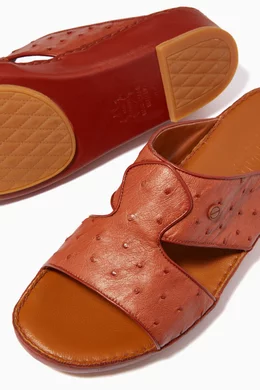 Buy Private Collection Brown Peninsula Sandals in Ostrich Leather For Men Online Ounass Bahrain