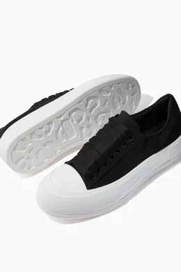 Buy Alexander McQueen Black Deck Lace Up Plimsolls in Canvas For Women Online Ounass Bahrain