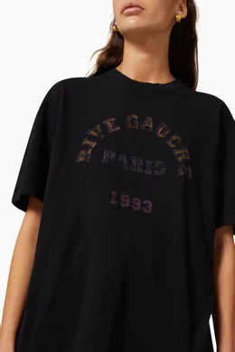 Buy SAINT LAURENT Black Rive Gauche Paris 1993 T shirt in Jersey For Women Online Ounass Bahrain