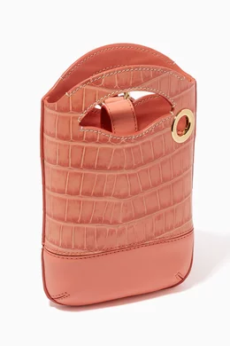 Buy Chloe Pink Small Walden Phone Pouch in Croco Embossed Shiny Calfskin For Women Online Ounass Bahrain
