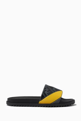Buy Fendi Black FF Embossed Slides in Rubber For Men Online Ounass Bahrain