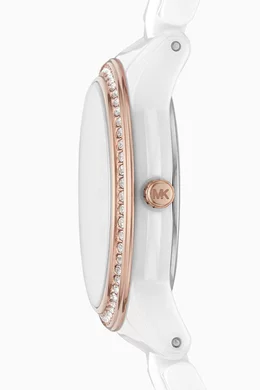 Michael kors white ceramic watch with crystals hot sale