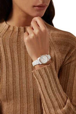 Buy Michael Kors White Runway Mercer Ceramic Quartz Watch 28mm For Women Online Ounass Bahrain