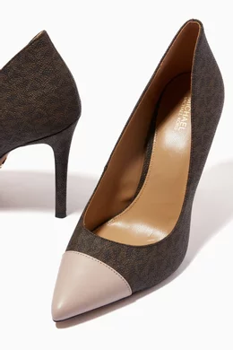 Buy Michael Kors Pink Keke Toe Cap Pumps in Logo Canvas For Women