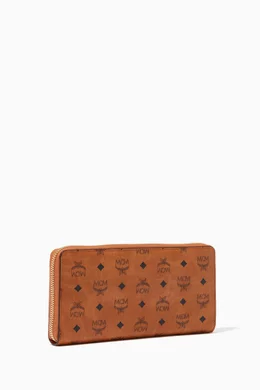 Buy MCM Brown Large Zip Around Wallet in Visetos Original For UNISEX Online Ounass Bahrain