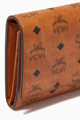 Buy MCM Brown Large Trifold Wallet in Visetos Original For Women Online Ounass Bahrain
