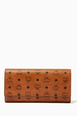 Buy MCM Brown Large Trifold Wallet in Visetos Original For Women Online Ounass Bahrain