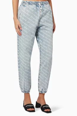 Buy Alexander Wang.t Blue Oversized Logo Joggers in Denim For Women Online Ounass Bahrain