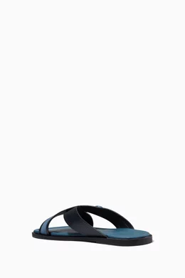 Buy Giorgio Armani Blue Criss-cross Slide Sandals in Suede For Men