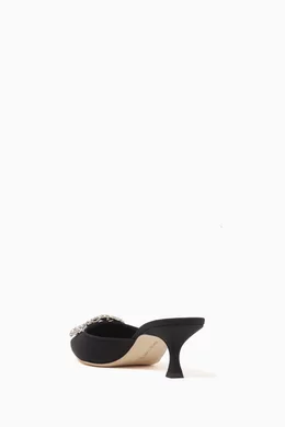 Buy Manolo Blahnik Black Maysale 50 Mules in Crepe de Chine Silk For Women Online Ounass Bahrain