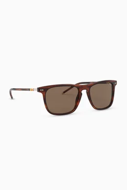 Buy Polo Ralph Lauren Brown Wayfarer Sunglasses in Acetate  display picture 1